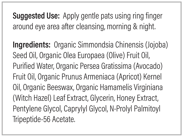 Renew Eye Cream Use and Ingrdients Label